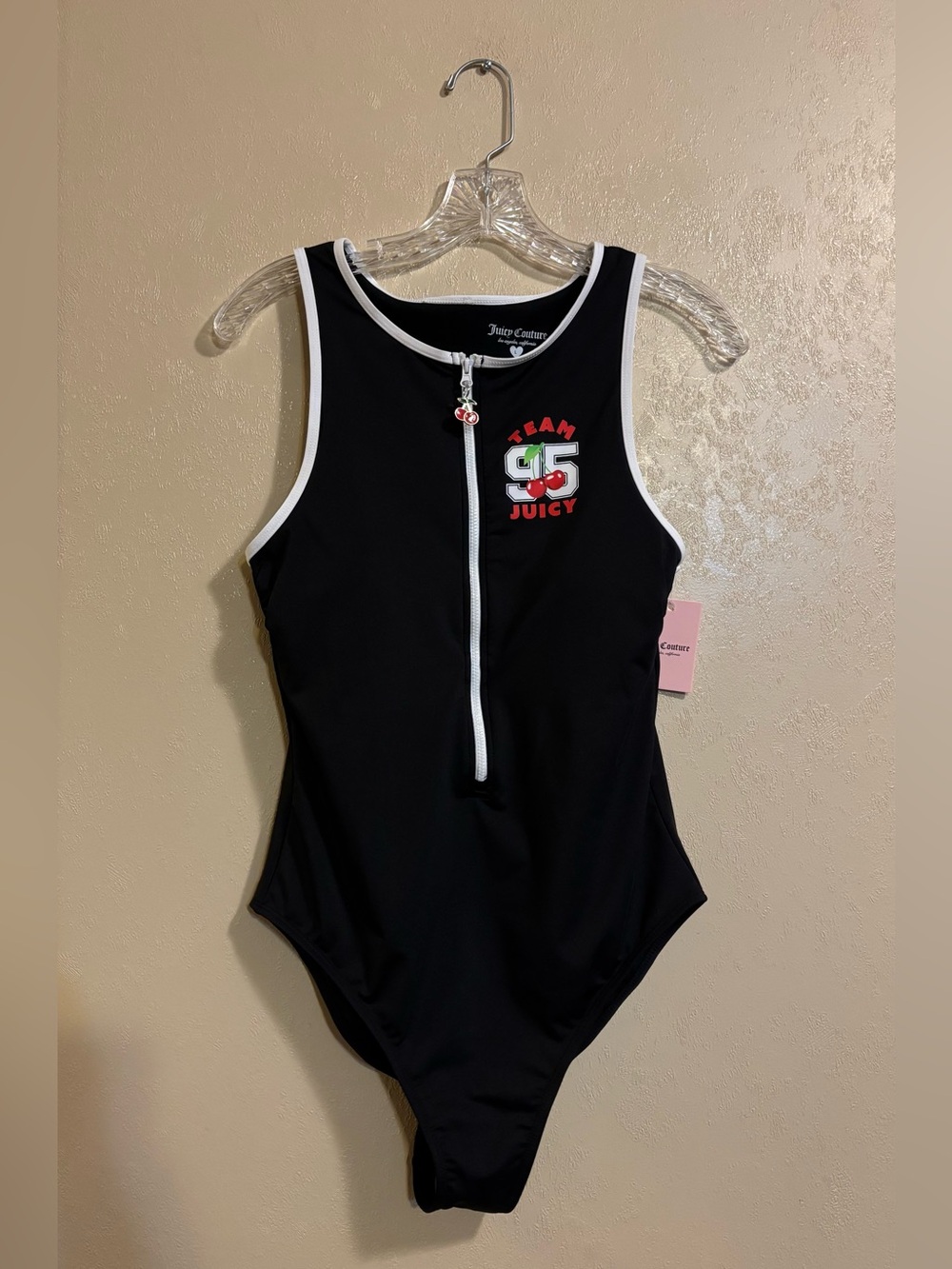NWT Juicy Couture Team Juicy 95 Cherry Zip One-Piece Swimsuit sz L